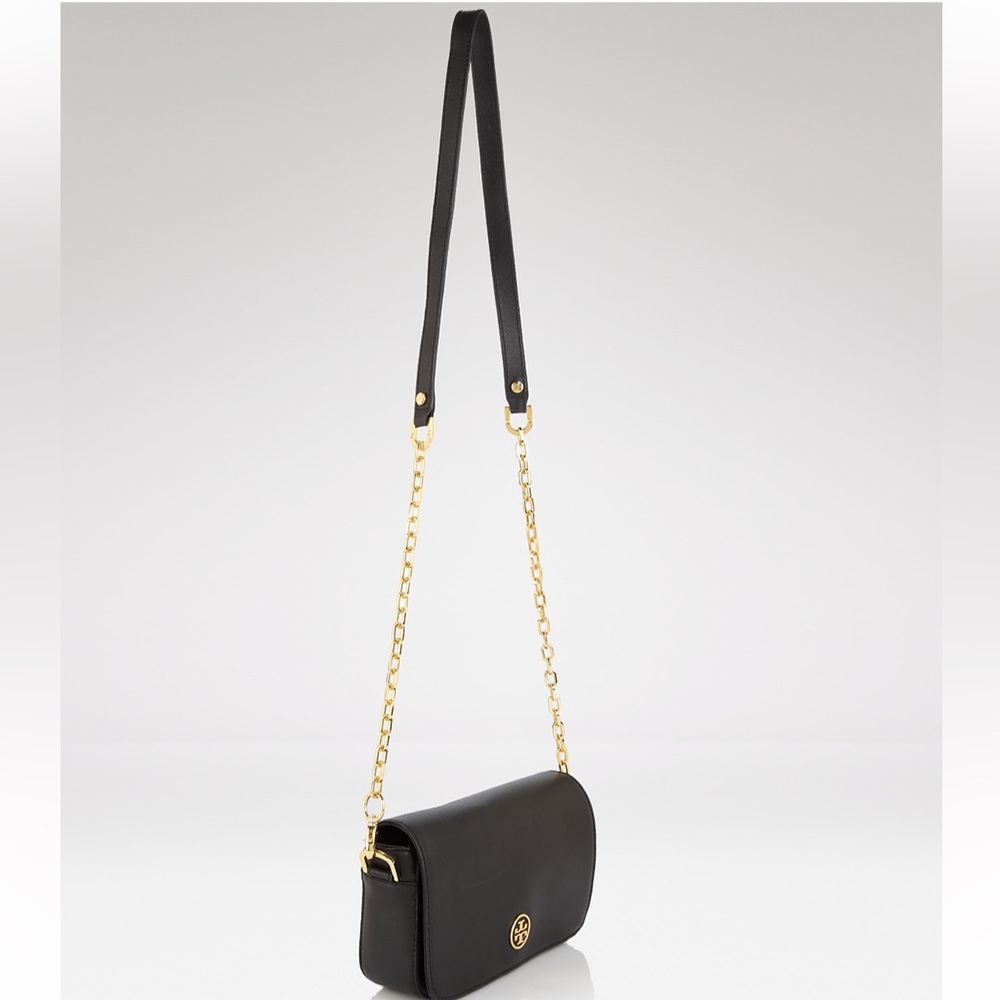 Tory Burch Robinson Black and Gold Chain Mini Saffiano Leather CrossBody Bag - Picture 13 of 14